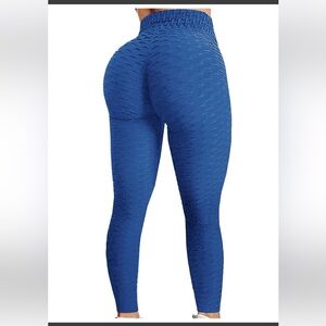 Angela Bebe Women Blue Leggings Yoga Pants Anti Cellulite Sports NEW Sz L